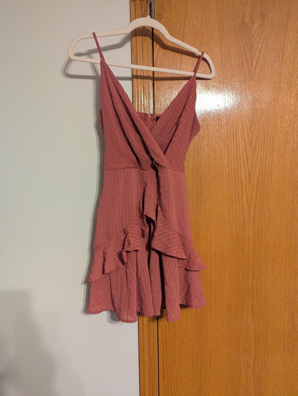 Trixxi Dusty Rose Ruffle Wrap Mini Dress